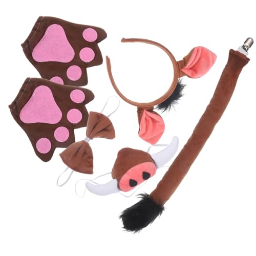 FRCOLOR 1 Satz Schweinekostüm-Set halloween costume halloween kleidung gummiband weihnachtskostüme Rollenspiel Nase Hörner Bogen Party-Kostüm-Requisite Kostümzubehör Stoff Coffee von FRCOLOR