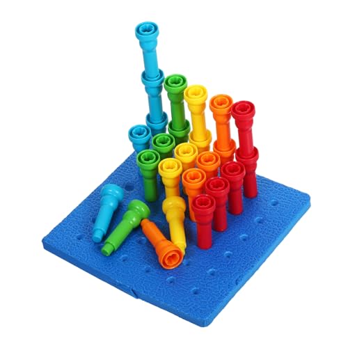 FRCOLOR Steckbrett Spielzeug für Kinder Montessori Motorisches Spielzeug Holzspielzeug zur Farbsortierung und Feinmotorik Entwicklung Interaktives Lernspielzeug für Familienaktivitäten von FRCOLOR