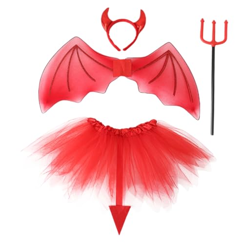 FRCOLOR 1 Satz Teufel Kostüm Set für Teiliges Halloween Cosplay Zubehör mit Teufelshaarreif und Flügeln für Halloween und Themenpartys Passend für Körpergrößen FRCOLOR 1 Satz Teufel Kostüm Set für Teiliges Halloween Cosplay Zubehör mit Teufelshaarreif und Flügeln für Halloween und Themenpartys Passend für Körpergrößen von FRCOLOR