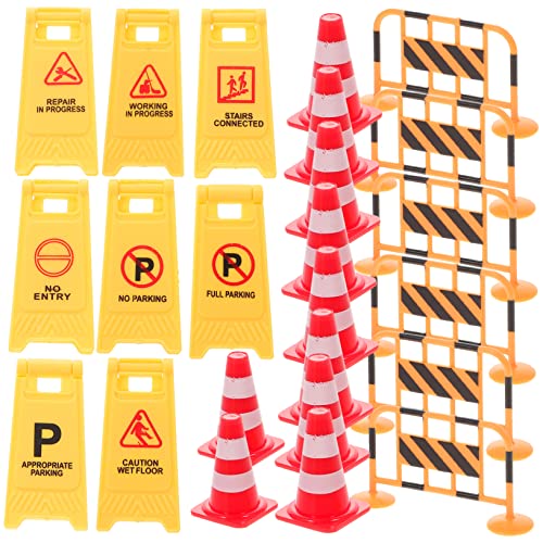 FRCOLOR 1 Satz Verkehrszeichen Spielzeugen für Lernspielzeug für Straßenverkehrsregeln Warnschilder Roten Kegeln Orangefarbenen Schutzbarrieren für Rollenspiele von FRCOLOR