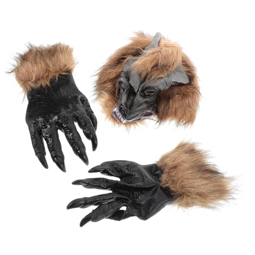 FRCOLOR 1 Satz Wolfskopf Maske und Klauenhandschuhe Halloween Kostümzubehör für Erwachsene Verkleidung für Cosplay Maskerade und Halloween Feiern aus Sicherem Vinyl Gefertigt Passend für FRCOLOR 1 Satz Wolfskopf Maske und Klauenhandschuhe Halloween Kostümzubehör für Erwachsene Verkleidung für Cosplay Maskerade und Halloween Feiern aus Sicherem Vinyl Gefertigt Passend für von FRCOLOR