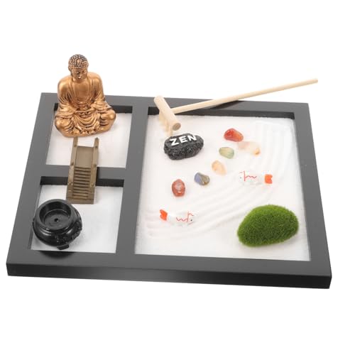 FRCOLOR 1 Schachtel Buddhistische Zen Garten Dekoration aus Holz Miniatur Sandgarten für Meditation und Entspannung für Zuhause und Büro FRCOLOR 1 Schachtel Buddhistische Zen Garten Dekoration aus Holz Miniatur Sandgarten für Meditation und Entspannung für Zuhause und Büro von FRCOLOR