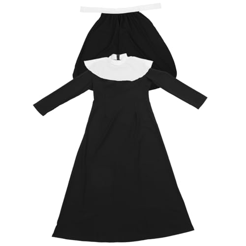 FRCOLOR 1 Set Damen Nonnenkostüm Plus Erwachsene Frau Nonnen Priester Habit Miles Halloween Kleidung Kostüme Kleid Für Frauen Nonnenkostüm Für Frauen Cosplay Zubehör Nonnen Outfit Frauen von FRCOLOR