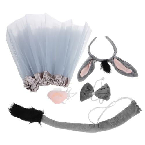 FRCOLOR 1 Set Eselsohren Stirnband Tierstirnband Mädchen Esel Cosplay Kleinkind Eselkostüm Mit Tutu Ohren Eselkostüm Tier Cosplay Eselkostüm Stirnbänder Graues Tuch von FRCOLOR
