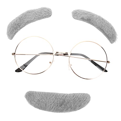 FRCOLOR 1 Set Fake Bart Set Und Opa Kostüm Für Alte Männer Augenbrauen Zubehör Für Erwachsene Verkleidungskostüm Für Alte Männer Cosplay Halloween Gesichtsbrille Realistisches Tuch von FRCOLOR