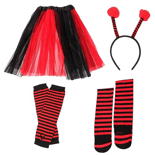 FRCOLOR 1 Set Marienkäfer Bienenflügel Stirnband Set Pride Tutu Handschuhe Mit Marienkäfern Marienkäfer Kostümzubehör Marienkäfer Kopfbedeckungsrock Marienkäfer Strümpfe Halloween von FRCOLOR