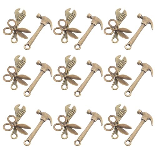 FRCOLOR 10 Sätze Miniatur-Werkzeuge aus Legierung Realistische Miniatur-hämmer Schraubenschlüssel und Scheren Stabile Puppenhaus-Dekorationen und Praktische DIY-bastelwerkzeuge von FRCOLOR