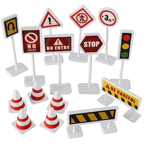 FRCOLOR 10 Sätze Teiliges Verkehrsschilder Spielset für Bunte Miniatur Straßensperren und Verkehrszeichen Leichtes Tragbares Lernspielzeug Kreativität und Verkehrssicherheit von FRCOLOR