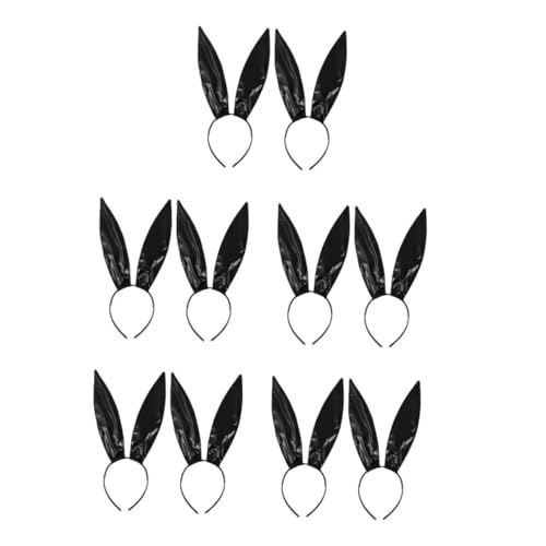 FRCOLOR 10 Stck. Teiliges Halloween Bunny Ohren Stirnband aus Schwarzem Kunstleder Leichtes Langlebiges Hasenohren Haarband für Damen Vielseitiges Party Cosplay-accessoire für Halloween von FRCOLOR