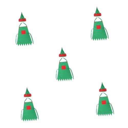 FRCOLOR 10 Stck. Weihnachtsgrünes Schürzen-set mit Mütze aus Weichem Vliesstoff sowie Clownshut Komfortabel und Strapazierfähig Festliches Familienoutfit für Weihnachtsfeiern und Backen von FRCOLOR