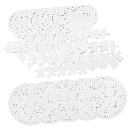 FRCOLOR 10 Stück Blanko DIY Puzzles Papier Zeichnen Graffiti Puzzle für Kreative Herz und Rundformen für Frühkindliche Entwicklung und von FRCOLOR