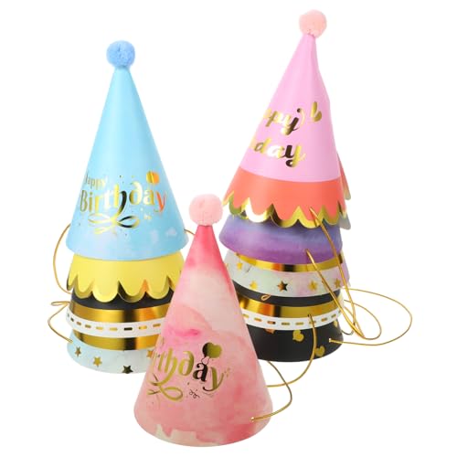 FRCOLOR 10 Stück Geburtstagshüte Bunte Partyhüte aus Papier für Jungen und Mädchen Leicht und Bequem für Feste und Fotos Zufällige Farben Zufällige Farbe Zufällige Farbe von FRCOLOR