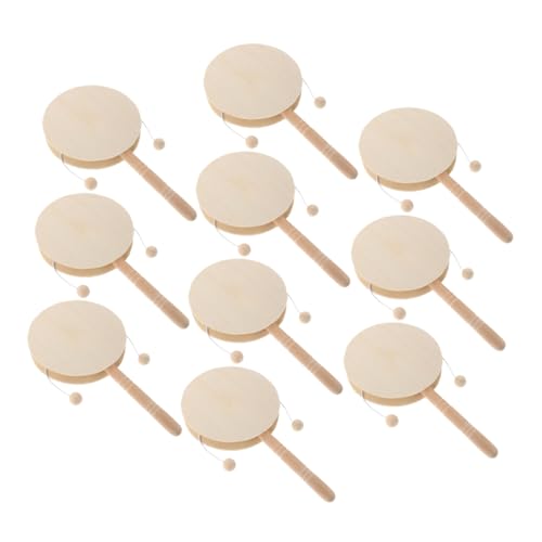 FRCOLOR 10 Stück Holz Rasseltrommel Unlackiert Blanko Holz Maracas Ergonomisch Leicht Sicher Für DIY Bastelprojekte Vorschule Musikalisches Lernspielzeug von FRCOLOR