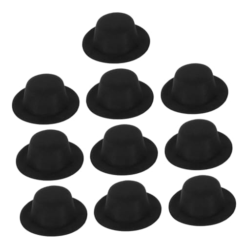 FRCOLOR 10 Stück Mini Filz Schwarz Vielseitige Verschleißfeste Miniaturhüte für DIY Basteln Puppen und Handarbeitsdekoration Leicht und Dekorativ für Kreative Projekte und Geschenke von FRCOLOR