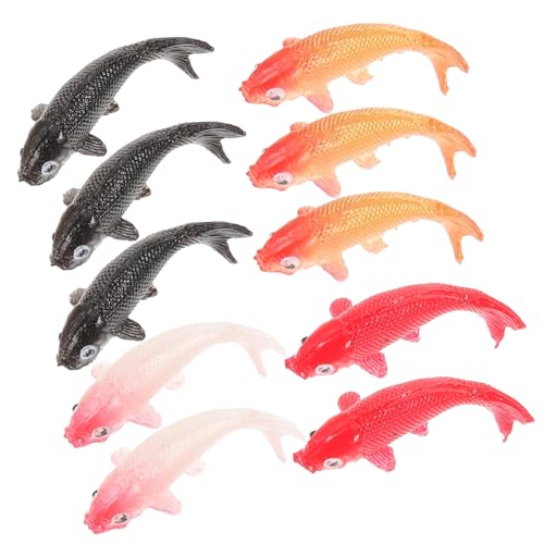 FRCOLOR 10 Stück Miniatur Fische Figuren Teiliges Puppenhaus Zubehör für Kreative Deko für Aquarien und Gartenszenen Realistische Karpfen Modelle aus Sicherem Material von FRCOLOR