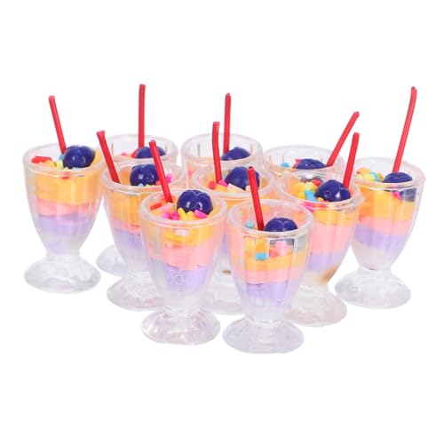 FRCOLOR 10 Stück Puppenhaus Miniatur Dessert Figuren DIY Winzige Blaubeer-joghurt EIS Nachbildung Detailreiche Miniaturen für Kreative Dekoration und Spielspaß von FRCOLOR