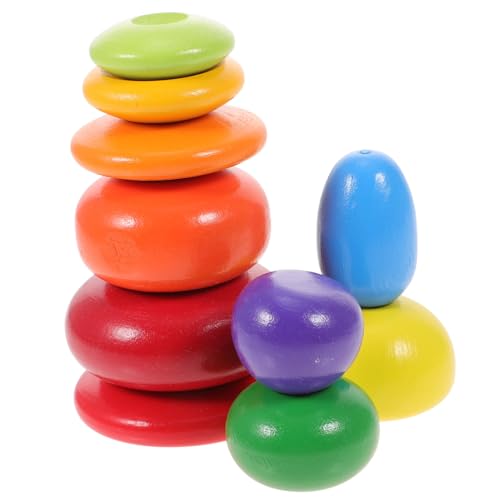 FRCOLOR 10 Stück Teiliges Balanciersteine aus Holz Buntes Montessori Lernspielzeug Ab Jahren Fördert Feinmotorik Konzentration Hand Auge koordination und Kreatives von FRCOLOR