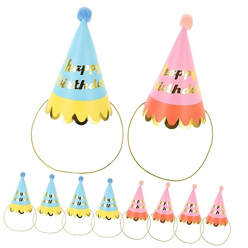 FRCOLOR 10 Stück Teiliges Bunte Geburtstagsparty Hüte für Leichte Papiermaterialien mit Plüschbommel Strapazierfähig für Kindergeburtstagspartys von FRCOLOR