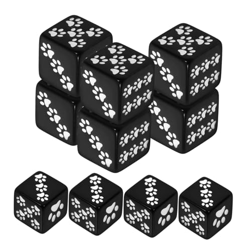 FRCOLOR 10 Stück Teiliges Cartoon Würfel aus Resin mit Pfotenmuster Würfel für Brettspiele Unterrichtsmaterial und Party Props Leicht und Tragbar von FRCOLOR