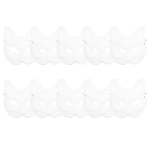 FRCOLOR 10 Stück Teiliges DIY Halloween Fuchs Papiermaske Blanko zum Bemalen Handbemalbar Cosplay und Maskenball für Erwachsene Kreative Faschingsdekoration FRCOLOR 10 Stück Teiliges DIY Halloween Fuchs Papiermaske Blanko zum Bemalen Handbemalbar Cosplay und Maskenball für Erwachsene Kreative Faschingsdekoration von FRCOLOR