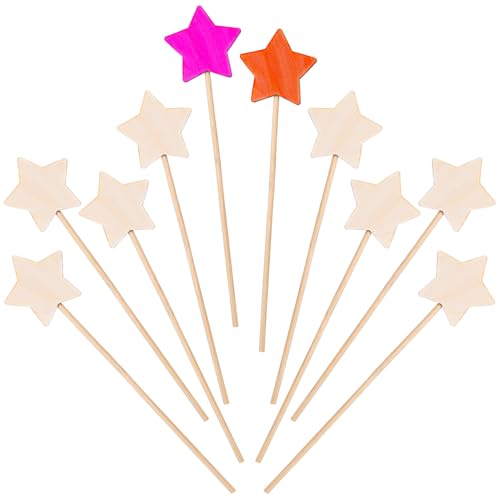 FRCOLOR 10 Stück Teiliges Feenstäbe DIY Stern Zauberstäbe Unbemalt Kreatives Bastelset für Mädchen für Fasching und Kindergeburtstage Fördert Hand Augen Koordination und Kreativität von FRCOLOR