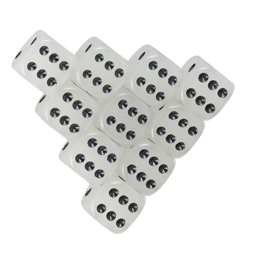 FRCOLOR 10 Stück Teiliges Glow The Dark Würfel mit Abgerundeten Kanten Langlebige Schwarze Punkte Spielwürfel für Partyspiele Brettspiele und Gesellige Spielrunden von FRCOLOR