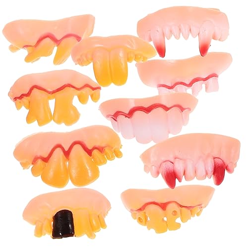FRCOLOR 10 Stück Teiliges Halloween Gebiss Realistische Lustige Fake Teeth Party Requisiten Bequem Tragbar Vielseitig für Vampirkostüm und Gruselige Halloween Dekoration FRCOLOR 10 Stück Teiliges Halloween Gebiss Realistische Lustige Fake Teeth Party Requisiten Bequem Tragbar Vielseitig für Vampirkostüm und Gruselige Halloween Dekoration von FRCOLOR