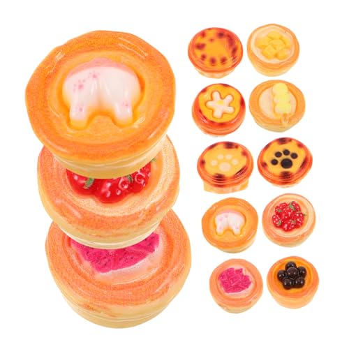 FRCOLOR 10 Stück Teiliges Mini Eierkuchen aus Ungiftigem Harz Realistische Miniatur Dessertmodelle für Puppenhaus Küchenzubehör für DIY Spiel Puppenhaus Dekoration und Kochspiele von FRCOLOR