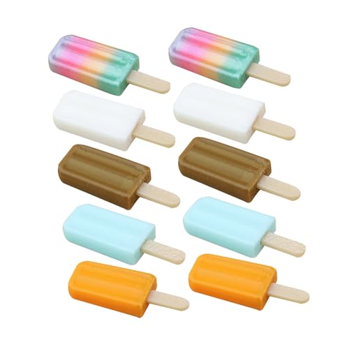 FRCOLOR 10 Stück Teiliges Mini Eiscreme Bunte Miniatur EIS-Lolly Simulation für Puppenhaus Kreative Dessert Figuren als Dekorative Food Requisiten für Spielspaß von FRCOLOR