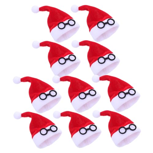 FRCOLOR 10 Stück Teiliges Mini Flanell Weihnachtsmützen Rote Mini Santa Hüte für Besteckhalter Flaschenhüllen Puppenaccessoires und Diy Basteln Weiche Tischdekoration für Festliche von FRCOLOR