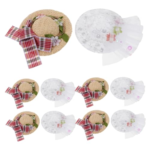 FRCOLOR 10 Stück Teiliges Mini Handgewebt mit Schleifenblumen für DIY Puppenaccessoires Leichte Robuste Hüte für Kinderbasteln für Partys und Kostüme von FRCOLOR