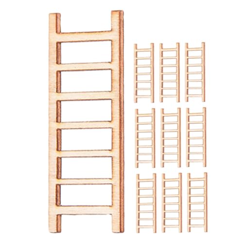 FRCOLOR 10 Stück Teiliges Mini Holzleitern für Puppenhaus Deko Naturbelassene Kleine Holzleiter Modelle Langlebig und Detailreich für Mikro Landschaften und Bastelsets Geeignet von FRCOLOR