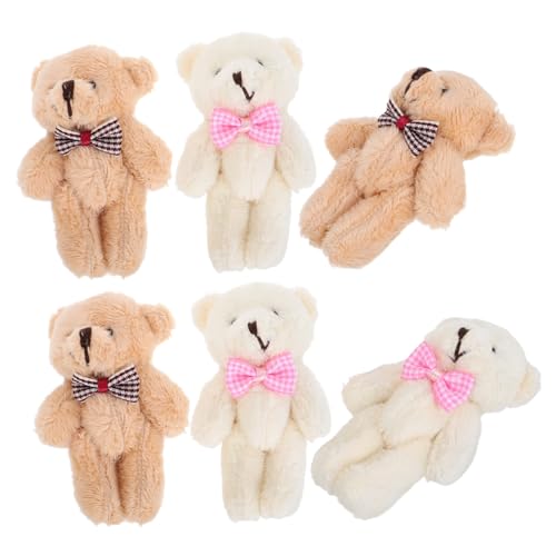 FRCOLOR 10 Stück Teiliges Mini Kuscheltier Bär Plüschfigur Cartoon Bear Weiches Stofftier mit Kariertem Halstuch als Schlüsselanhänger Tasche Dekoration und DIY Basteln von FRCOLOR