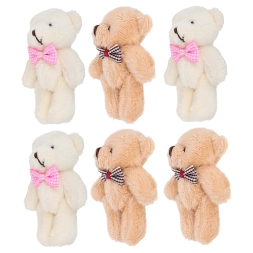 FRCOLOR 10 Stück Teiliges Mini Plüschbären mit Karierten Schleifen Weiche Kleine Kuscheltier Anhänger Niedliche Puppen für DIY Schmuck Rucksack und Handtaschen Zubehör von FRCOLOR