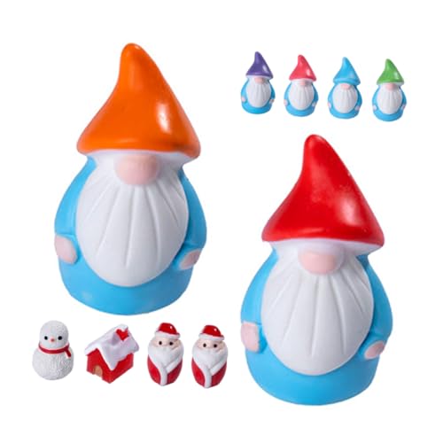 FRCOLOR 10 Stück Teiliges Mini Weihnachtsfiguren mit Santa Claus Zwergen und Schneemännern Kompakte DIY Weihnachtsdeko für Kleine Räume Langlebige Miniaturen für Festliche Tisch und von FRCOLOR