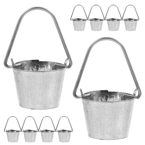 FRCOLOR 10 Stück Teiliges Miniatur Metall Eimer mit Griff Wetterfeste Kleine Metallkübel für Puppenhaus Deko Vielseitige Mini Pflanzenkübel und Gartenornamente Robuste Miniatur von FRCOLOR