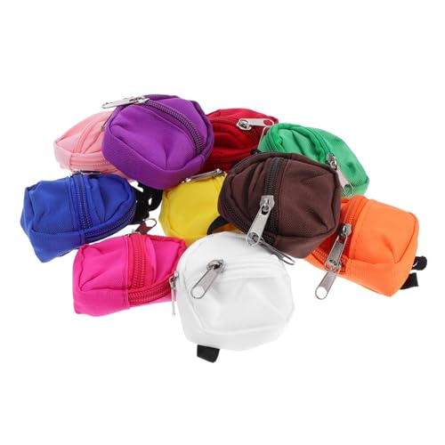 FRCOLOR 10 Stück Teiliges Miniatur Puppen Rucksack mit Reißverschluss Süße Puppen Taschen für Rollenspiele Mini Schulbedarf und Zubehör von FRCOLOR