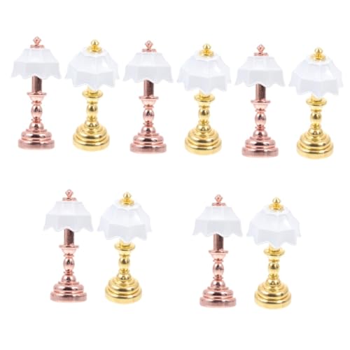 FRCOLOR 10 Stück Teiliges Miniatur Puppenhaus Tischlampe Dekorative Miniatur Stehlampe Nachttisch Lampe Ornament Stabiles Modell mit Flachem Boden für Puppenstube und Mini Haus Dekoration von FRCOLOR
