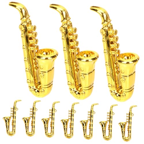 FRCOLOR 10 Stück Teiliges Miniatur Saxophon Miniatur Musikinstrument Modell für Puppenhaus Dekoration DIY Mikro Landschaft mit Langlebiger Verarbeitung und Realistischem Design von FRCOLOR