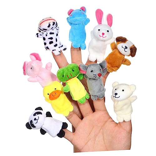 FRCOLOR 10 Stück Teiliges Plüsch Tier Fingerpuppen aus Weichem Baumwollstoff Kinderfreundliche Finger Spielzeuge für Kindergarten Schule und Sichere und Kuschelige Handpuppen von FRCOLOR