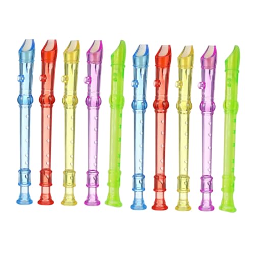 FRCOLOR 10 Stück Teiliges Sopran Blockflöten für Transparente Candy Farben Leicht zu Lernen Mini Musikflöten für Schüler für Schule Zuhause und Unterwegs von FRCOLOR
