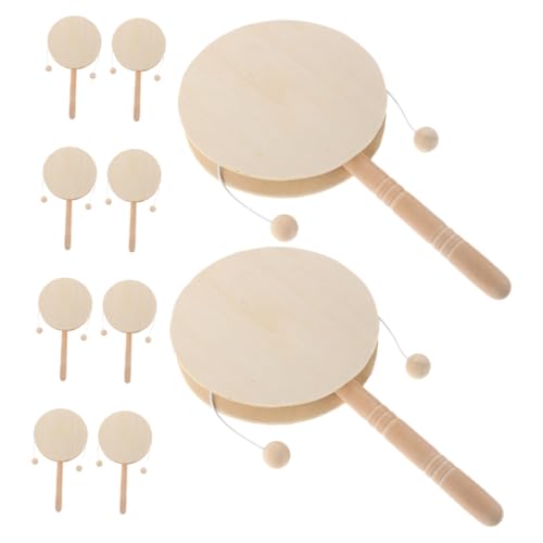 FRCOLOR 10 Stück Teiliges Unlackierte Holz Rasseltrommeln für Runde DIY Percussion Instrumente Leichte Holz Maracas zum Bemalen Kreatives Bastelspielzeug für Vorschule und von FRCOLOR