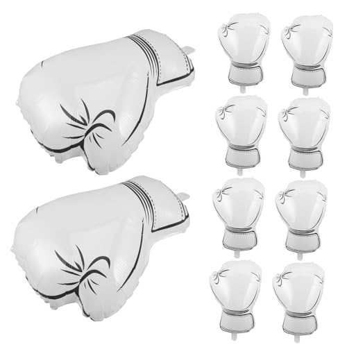 FRCOLOR 10 Stück Teiliges Weiße Aufblasbare Boxhandschuhe Ballons Aluminiumfolie Boxparty Dekorationen Wrestling Geburtstags Deko für Jungen Vielseitig für Innen und Außenbereiche von FRCOLOR