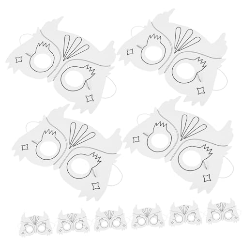 FRCOLOR 10 Stück Teiliges Weiße Blanko Papiermasken in Eulenform Unbemalte DIY Tiermasken zum Bemalen für Leichte Kindermasken zum Basteln und Verkleiden bei Karneval Halloween Schulkunst von FRCOLOR