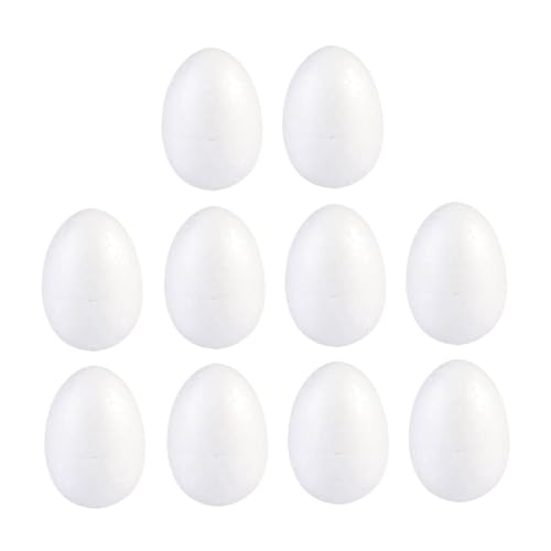 FRCOLOR 10 Stück Teiliges Weiße Schaumstoff Eier zum Bemalen und Basteln Stabile DIY Eier Deko für Festtage und Familienprojekte Vielseitige Basteleier für Frühling und Festdekoration von FRCOLOR
