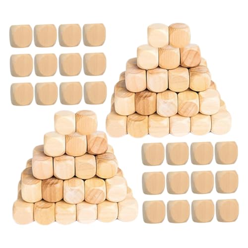 FRCOLOR 100 Stück Holzwürfel mit Abgerundeten Ecken Seitige Leere Würfel aus Naturholz für DIY Bastelprojekte Mathematikunterricht und Spielzubehör Unlackierte Robuste Holzblöcke von FRCOLOR