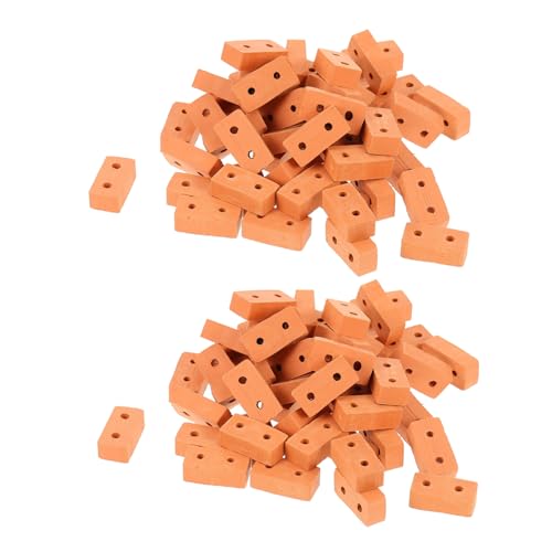 FRCOLOR 100 Stück Mini Ziegelsteine Rot mit Löchern Mini Bausteine für Puppenhaus DIY Realistische Miniatur Ziegel für Garten Landschaftsbau und Bauprojekte von FRCOLOR