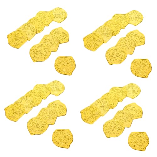 FRCOLOR 100 Stück Piratengoldmünzendekoration goldene Schatzmünze Spielzeugpiratenschatz Schatzkistenmünzen gefälschte Münzen Piratenspielzeug Piraten-Rollenspiel Schatz Plastik von FRCOLOR