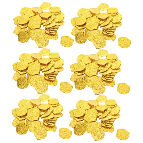 FRCOLOR 100 Stück Piratengoldmünzendekoration realistische Geldnachahmung aus Kunststoff Piraten-Spielset dekorative Gold -Dubloons Plastik Golden von FRCOLOR