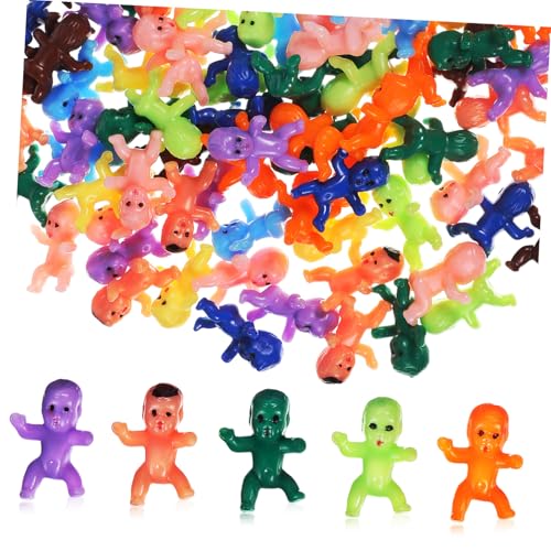 FRCOLOR 100 Stück Teiliges Mini Babies aus Kunststoff Bunte Kleine Puppenfiguren für Babyparty Dekoration Shower Mitgebsel Kuchen und Tischdeko Niedliche Babyfiguren für Jungen und von FRCOLOR